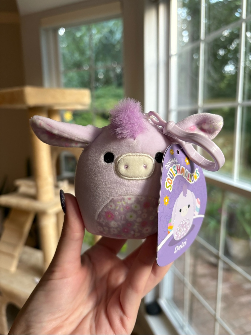Delzi the purple donkey easter squishmallow NWT 4in clip